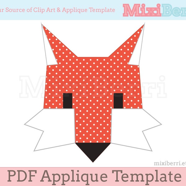 Fox Applique Template Geometric Woodland Design Instant Download for Crafts Quilt Applique Sewing Cards Invitations Applique Pattern PDF