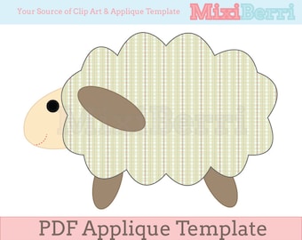 Sheep Applique Template PDF,Animal Applique Pattern, Cute Sheep Template, Cute Animal, Kawaii Animal, Instant Download