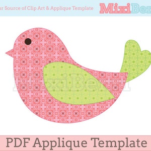 Bird Applique Template PDF Instant Download