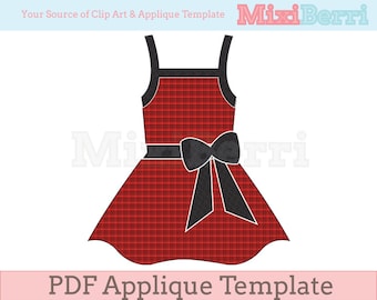 Red Dress Applique Template Pattern PDF Instant Download