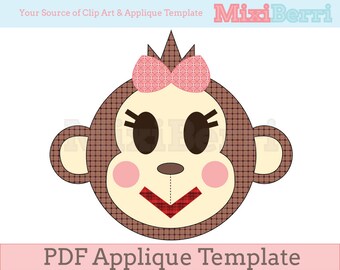 Ms. Monkey Face Applique Template PDF Instant Download