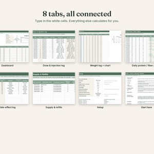 GLP-1 Tracker Spreadsheet, Google Sheets & Excel, Injection Log, Site Rotation, Weight Chart, Side Effect Log, Protein Fiber Tracker image 2