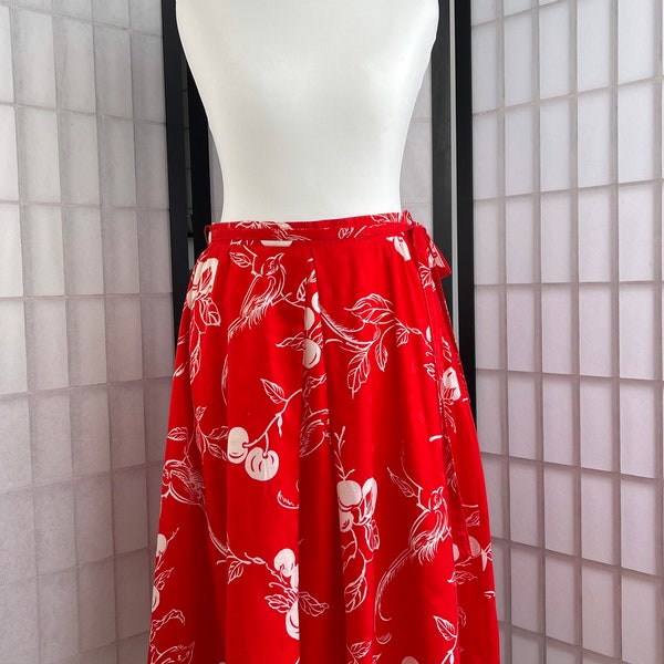 Vibrant Red & White Vintage Skirt UK size 8