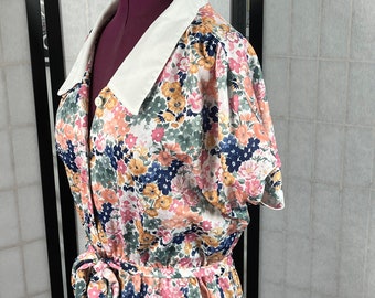Vintage 1970’s pastel floral shirt dress