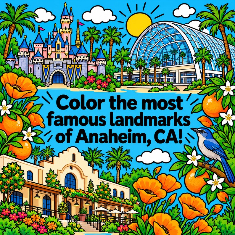 Anaheim, California Landmarks Coloring Book: American Landmark Series ...