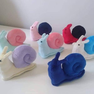 Custom Snail Plush, Customisable Colours, Stuffed Animal, Snail Plushie Doll image 7