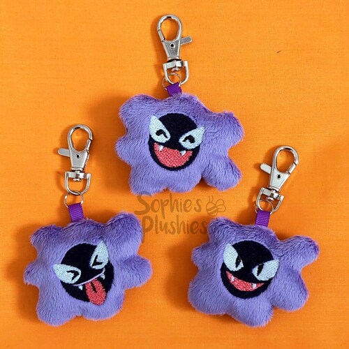 Gastly Keychain Plush Decorative Charm Keychain Ghost Etsy