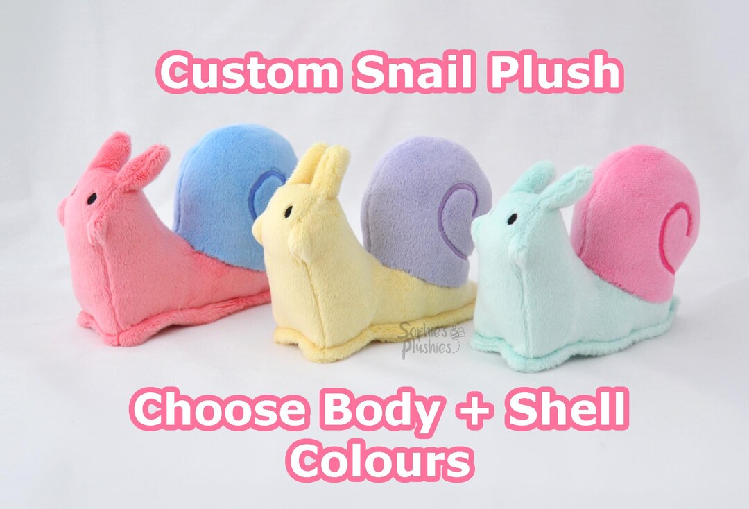 Custom Snail Plush, Choose Your Colours, Stuffed Animal, Snail Plushie ...