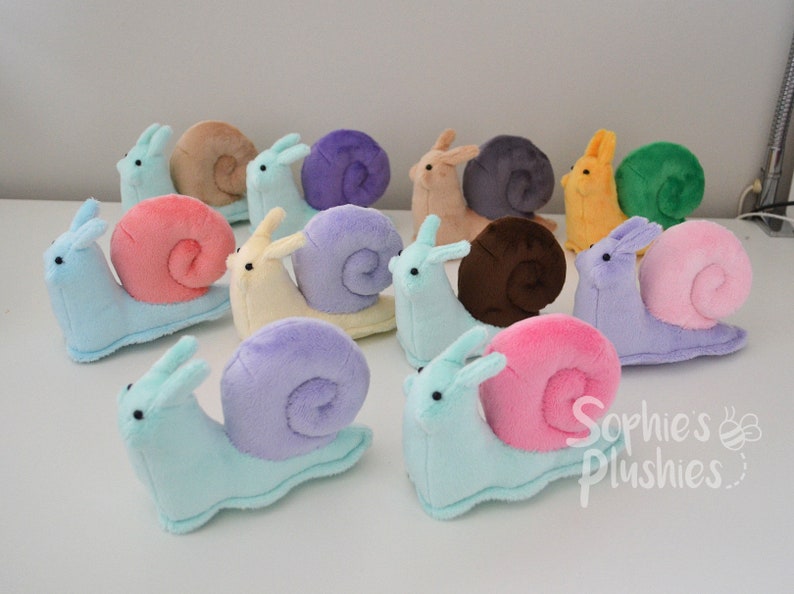 Custom Snail Plush, Customisable Colours, Stuffed Animal, Snail Plushie Doll image 8