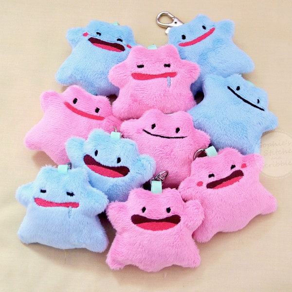 Ditto Keychain Plush, Mix and Match, Customise Colours, Keyring Soft Plushie