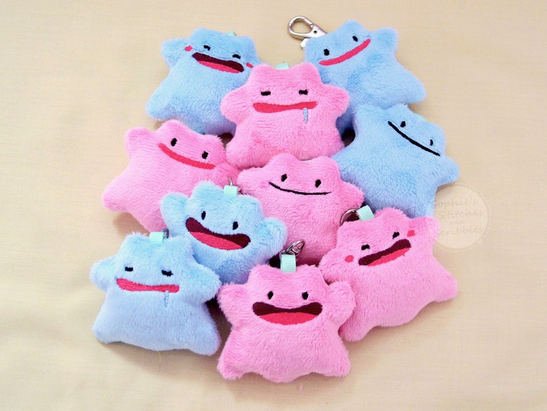 Ditto Keychain Plush, Mix and Match, Customise Colours, Keyring Soft Plushie