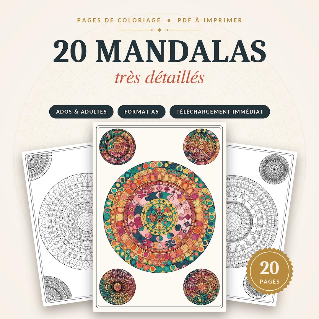 Intricate Mandalas to Color | 20 A5 Pages | Printable PDF Coloring Book