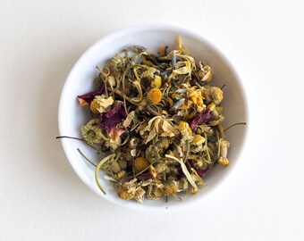 BEAUTY SLEEP Organic Herbal Tea, Relaxing and Wellness Tea Blend, Loose Leaf Tea - Calendula, Rose Petals, Chamomile Tea, Lavender