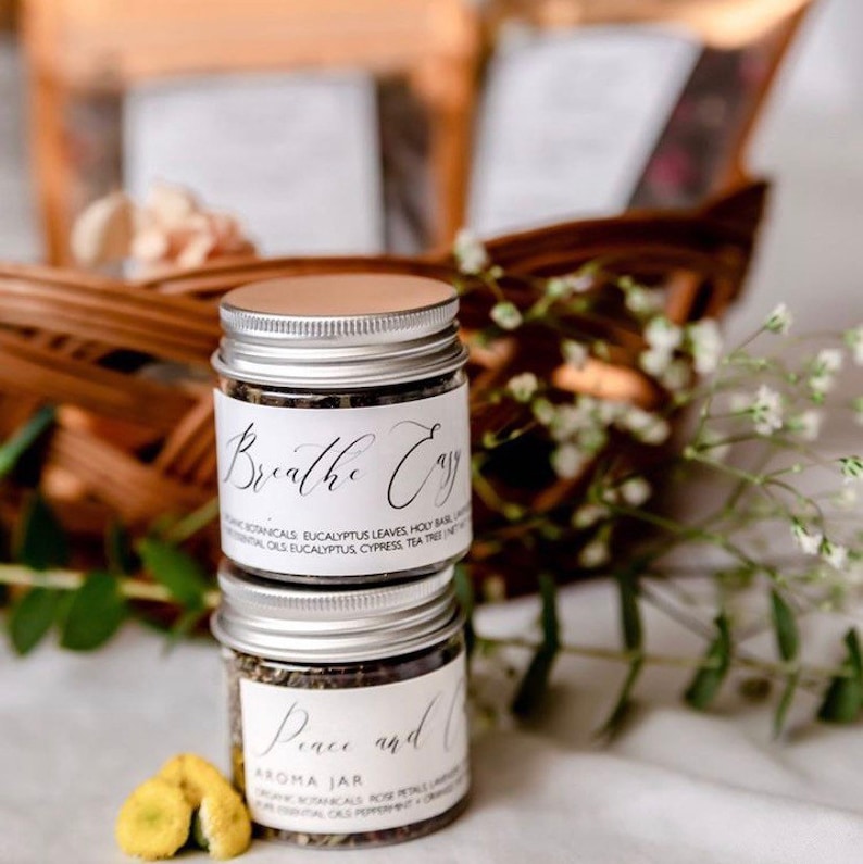 Organic Aromatherapy Aroma Jar Essential Oils Botanical Etsy