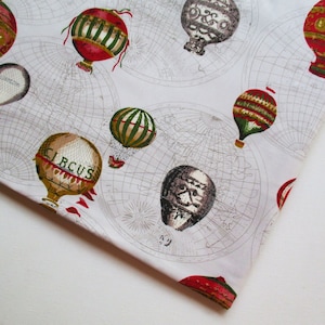 Ballon Reise um die Welt, Abenteuer Reisen, Weltkarte, grüner Stoff, Ausgefallene Ballon, handgemachte Tasche, Buch-Abdeckung, Kissen, Möbel CT806