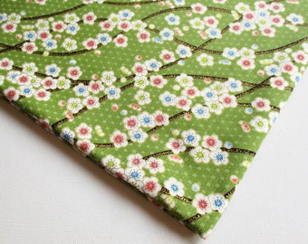 Japanese Kimono Cotton Fabric, Cherry Blossom Sakura Print