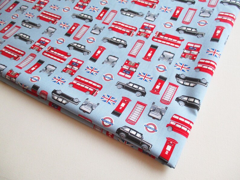 British Cotton Sky Blue Fabric Uk United Kingdom Union Jack Etsy