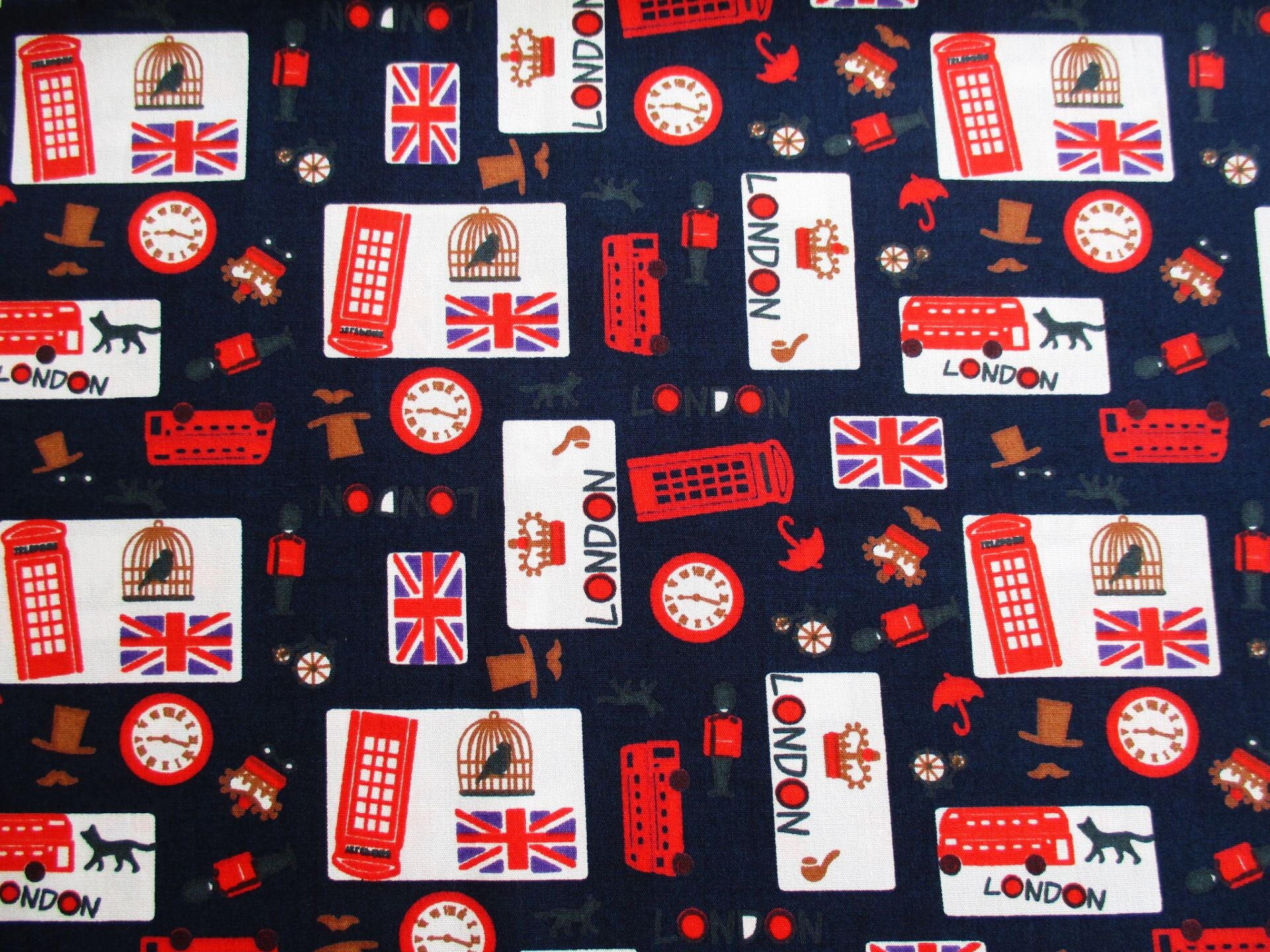 London Cotton Fabric British UK Landmark United Kingdom Etsy