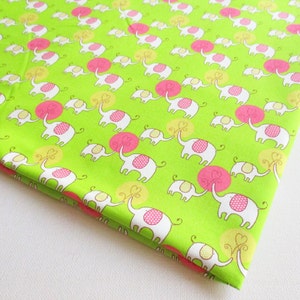 Bawełna świeży zielony z ładnym białym słoniem, ubrania dla dzieci, sukienka dla niemowląt, Poszewka, kurtyna, Cartoon Fabric, Baby mat, kołdra, CT507