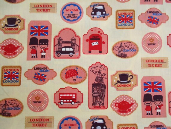 London Uk Lifestyle Cotton Yellow Fabricuk Landmark United Etsy