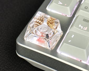 Resin Keycap: Clear or Aqua Starfish Seashell Design