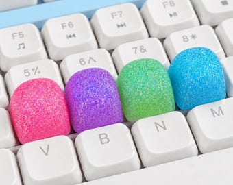 Dome Keycap, Sparkly Glitter Finish, Colorful Mechanical Keyboard Accessory (Pink, Purple, Green, Blue)