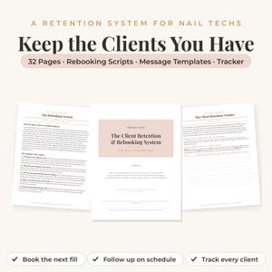 Nail Client Retention and Rebooking System, Rebooking Scripts, Reminder Texts, Win-Back Messages, Loyalty Program, Nail Tech Workbook