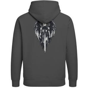 Gothic Crying Angel Hoodie, Vintage Washed Black Pullover, Phonk Streetwear Sweatshirt, Dark Aesthetic Alt Apparel, Heavyweight Oversized