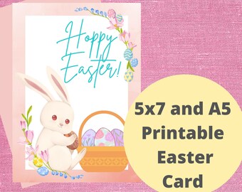 Instant Download Easter Card for Mom Easter Greeting Card for Grandma Easter Printable Bunny Card 5x7 for Easter Bunny Card Gift to Print