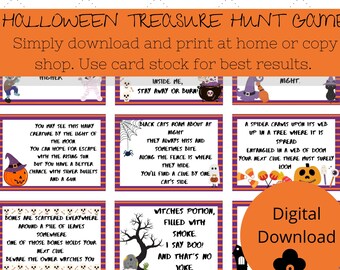 Descarga instantánea Halloween Scavenger Hunt Party Game Treasure Hunt para Halloween Party Game para todas las edades Niños Scavenger Hunt Tema de Halloween