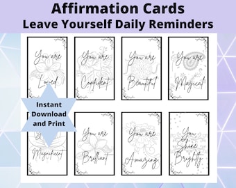 Affirmation Cards Instant Download Printable Mindset Cards Encouragement Cards for Gifts Tags  Self Care Affirmation Coloring Tags for Gifts