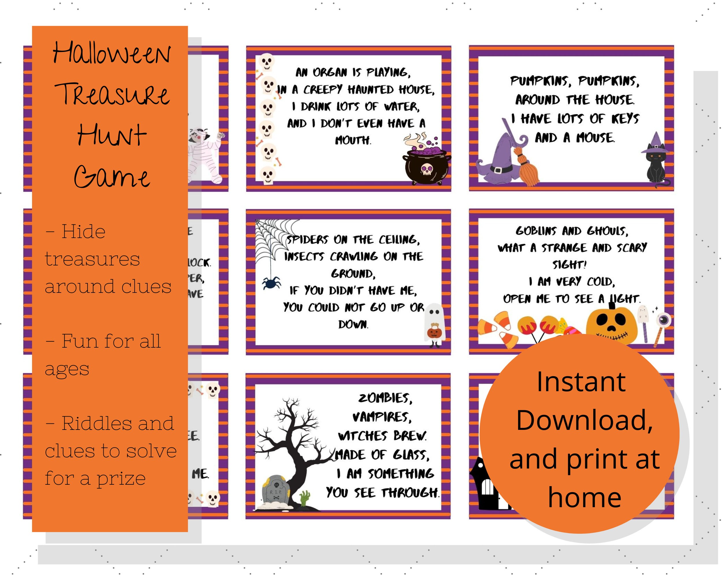 Instant Download Halloween Scavenger Hunt Party Game Treasure Hunt for ...