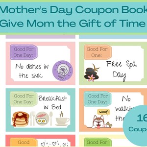 Livre de coupons de téléchargement instantané pour cadeau de maman pour maman Coupons imprimables pour cadeau d&#39;anniversaire de belle-mère Ensemble de coupons Cadeau d&#39;anniversaire de maman Cadeau de maman simple