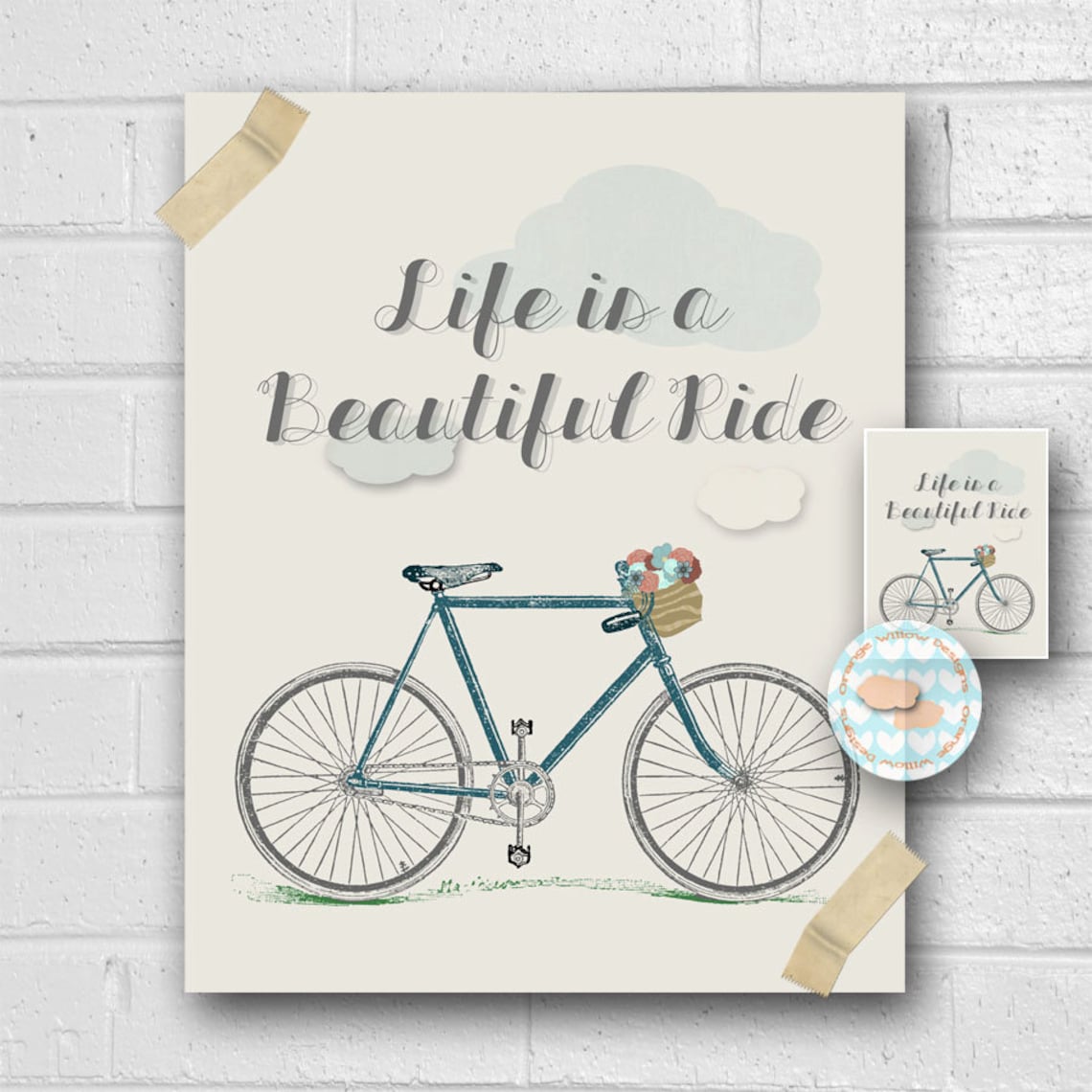Life is a Beautiful Ride art Printable 178AOWD 8x10 Bike Etsy