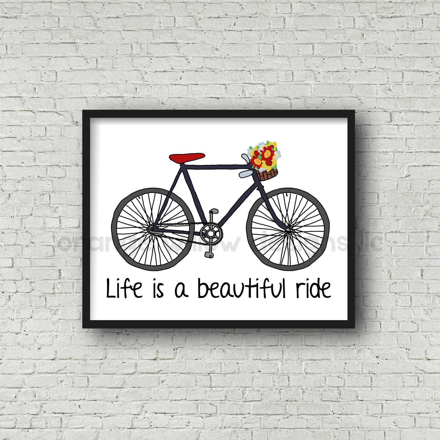 Life is a beautiful ride Art Print 8x10 387AOWD Bike flower Etsy