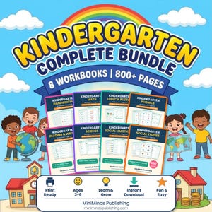 Puede incluir: Un paquete completo de jardín de infantes con 8 libros de ejercicios y más de 800 páginas. Incluye temas como caligrafía, matemáticas, lógica, fonética, lectura, ciencias, emociones y estudios sociales para niños de 3 a 6 años.