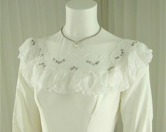 1940 Ruffles and Rhinestones Wedding Dress