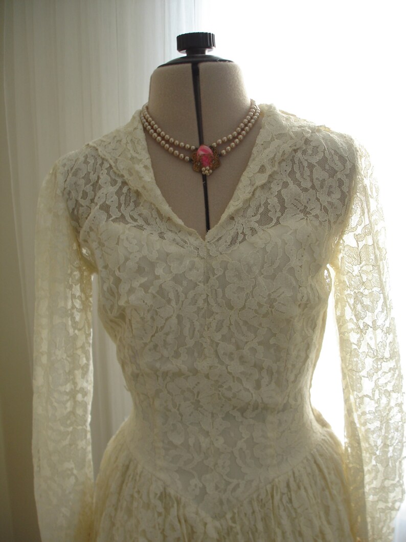 Antique Ivory Lace Wedding Dress and Lace Cap 1930/1940 Era - Etsy