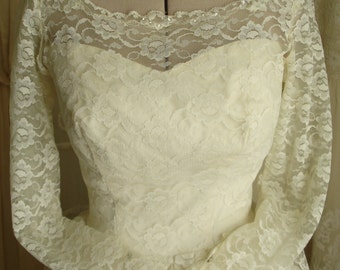 Tiered Lace Sweatheart Wedding Bridal Gown with Full Skirt and Small Train by Bridal Originals