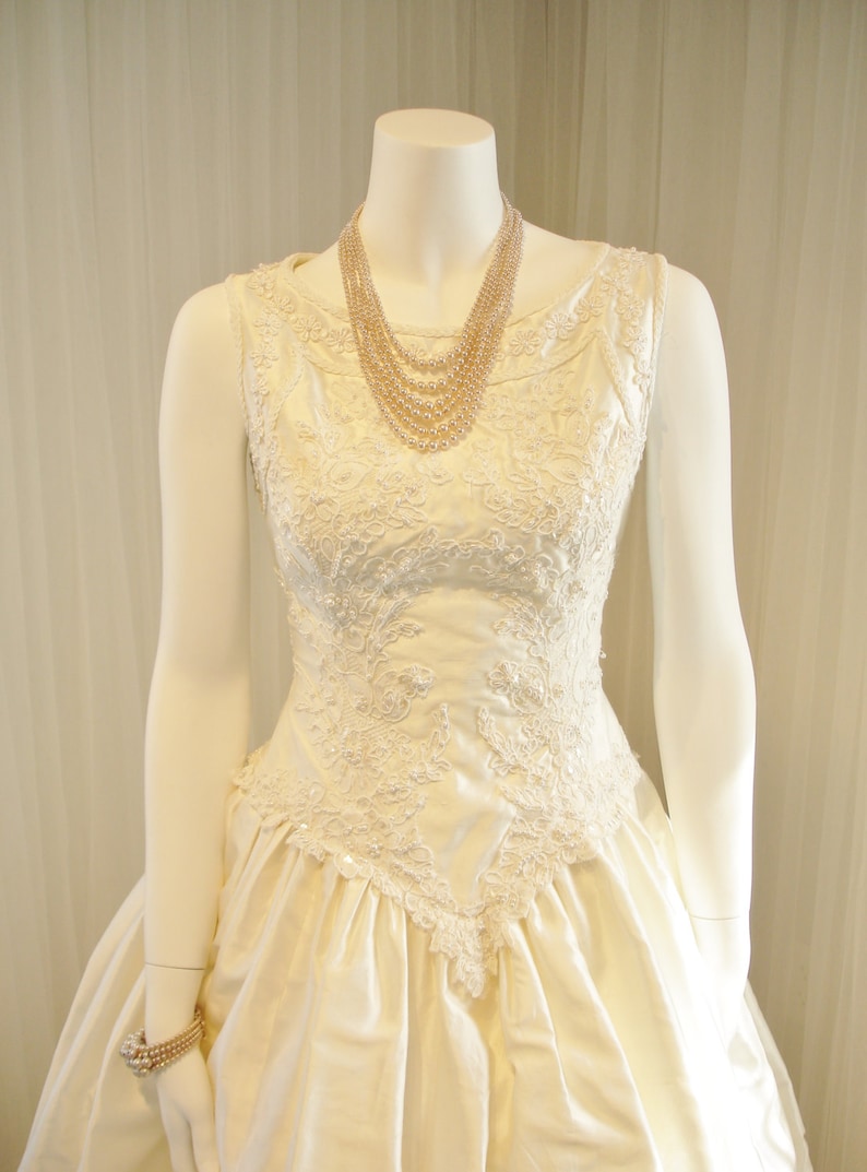 Vintage Beaded Pure Silk Ballgown Demetrios Wedding Dress image 1