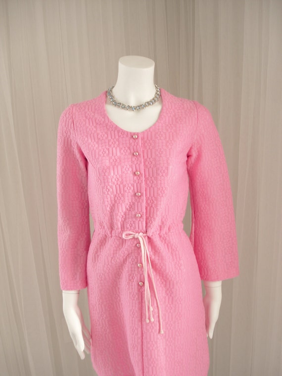 True Vintage Pink Mod Boho Jumper Mini Dress in a… - image 1