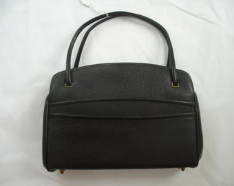 Mid Century Black Top Handle Handbag