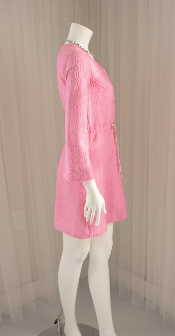True Vintage Pink Mod Boho Jumper Mini Dress in a… - image 3