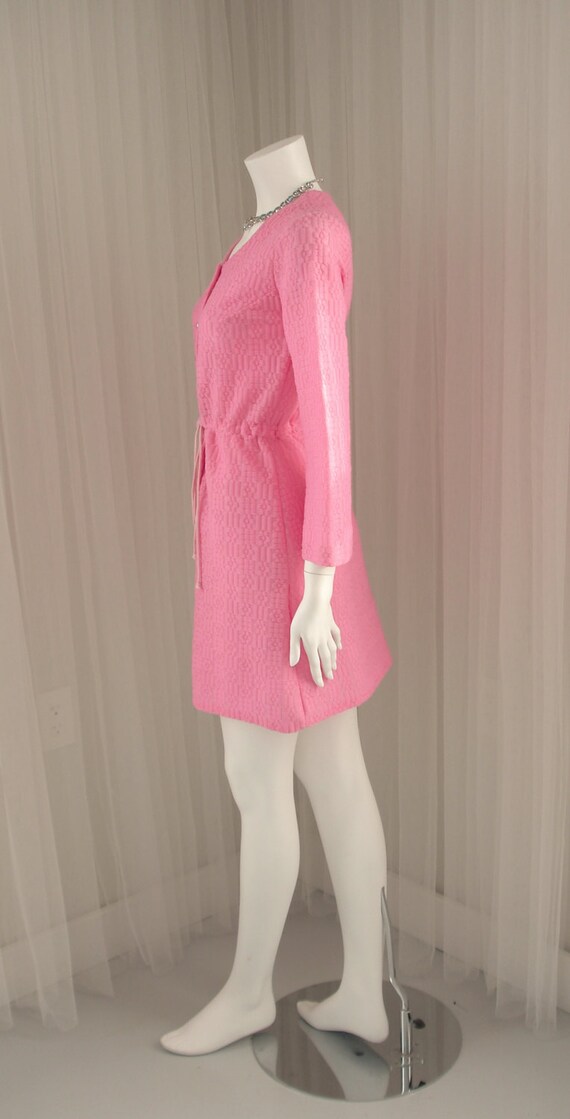 True Vintage Pink Mod Boho Jumper Mini Dress in a… - image 5