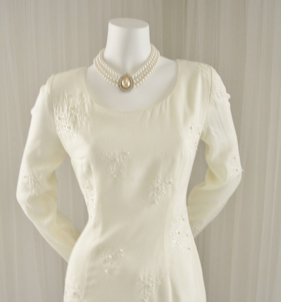 1980/90 Beaded White Shift Dress for Special Occasion/Honeymoon/Graduation