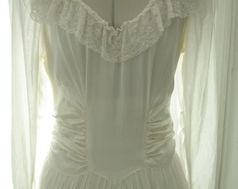 1930 Gatsby Style Satin, Lace and Silk Crepe wedding Dress