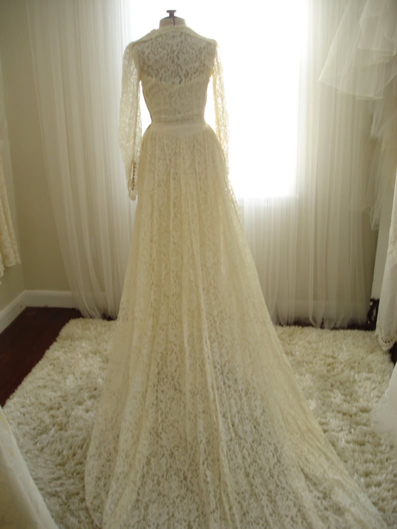 Antique Ivory Lace Wedding Dress and Lace Cap 1930/1940 Era Excellent ...