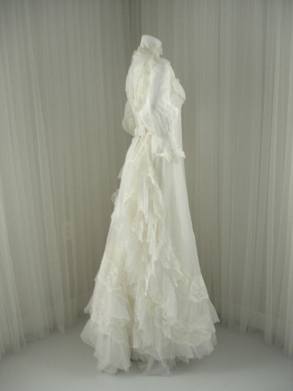 Vintage 70's Boho Prairie ILGWU Chantilly Lace an… - image 3