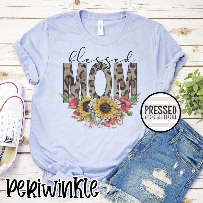 Leopard Cheetah Sunflower Blessed Mom Raglan Shirt Floral