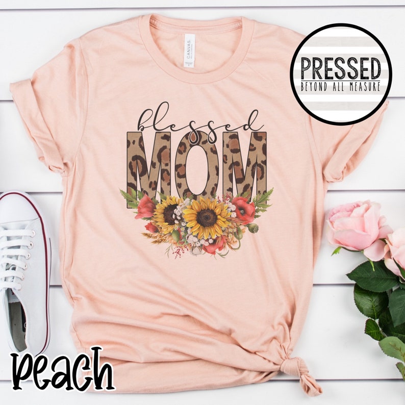 Leopard Cheetah Sunflower Blessed Mom Raglan Shirt Floral